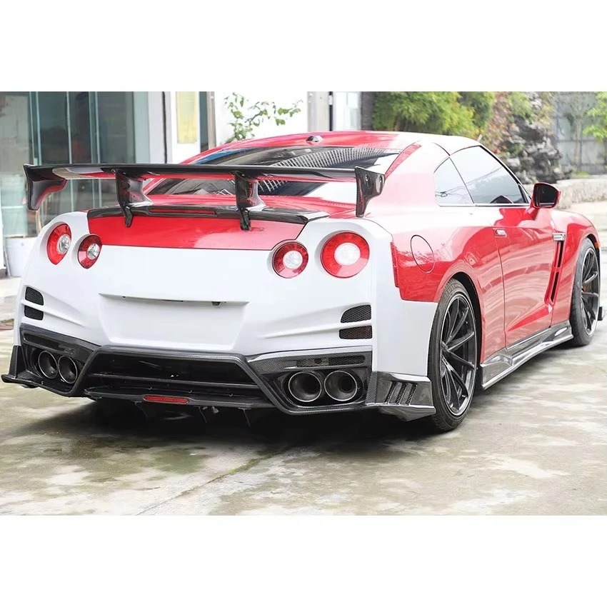 Top Secret Style Half Carbon Fiber Car Body Kit With Car Bumpers Hood Bonnet Wing Side Skirts  For  GTR R35 2008-2019
